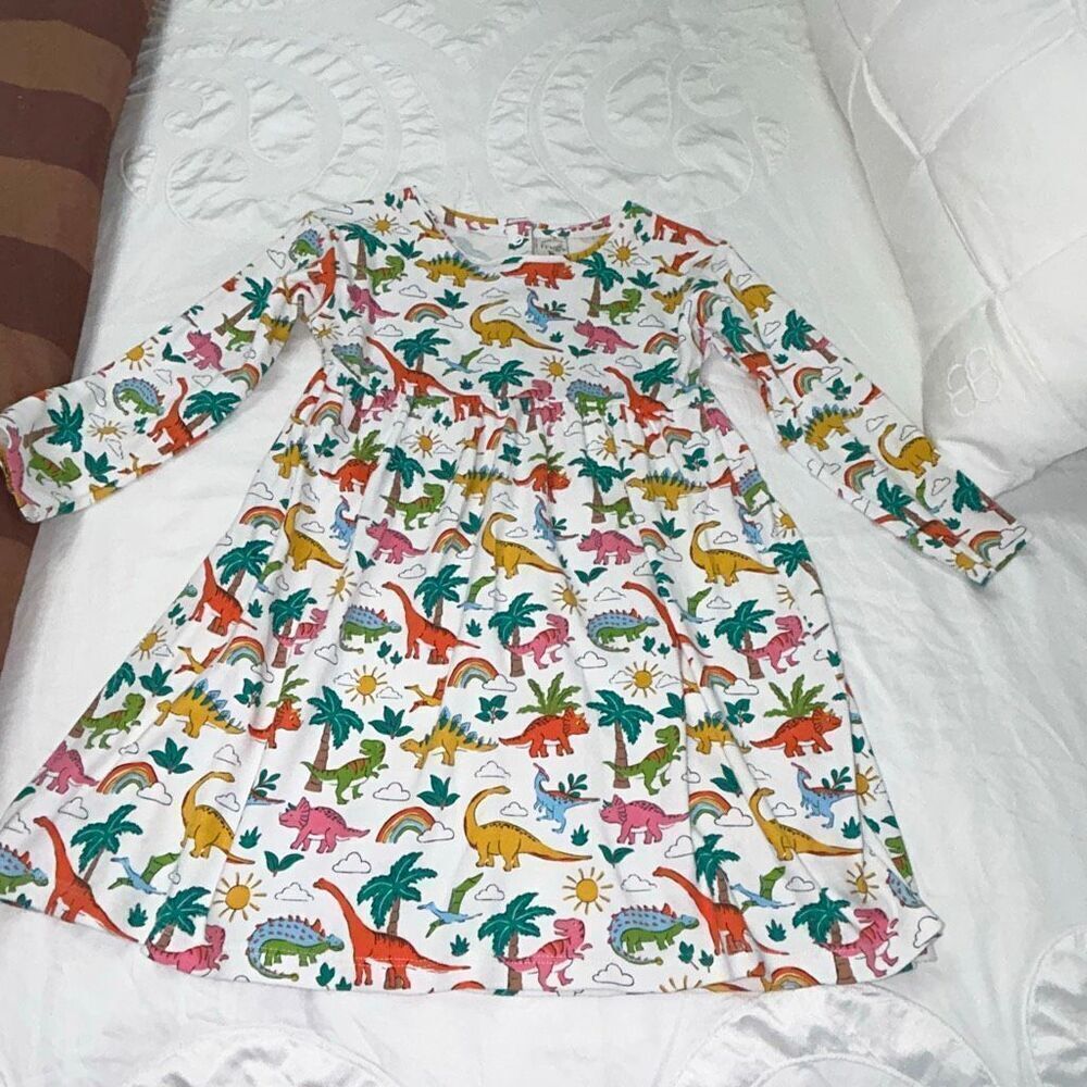 Frugi dinosaur cotton dress sz 5/6